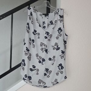 Banana Republic Floral Sleeveless Blouse - Navy and Gray Size M